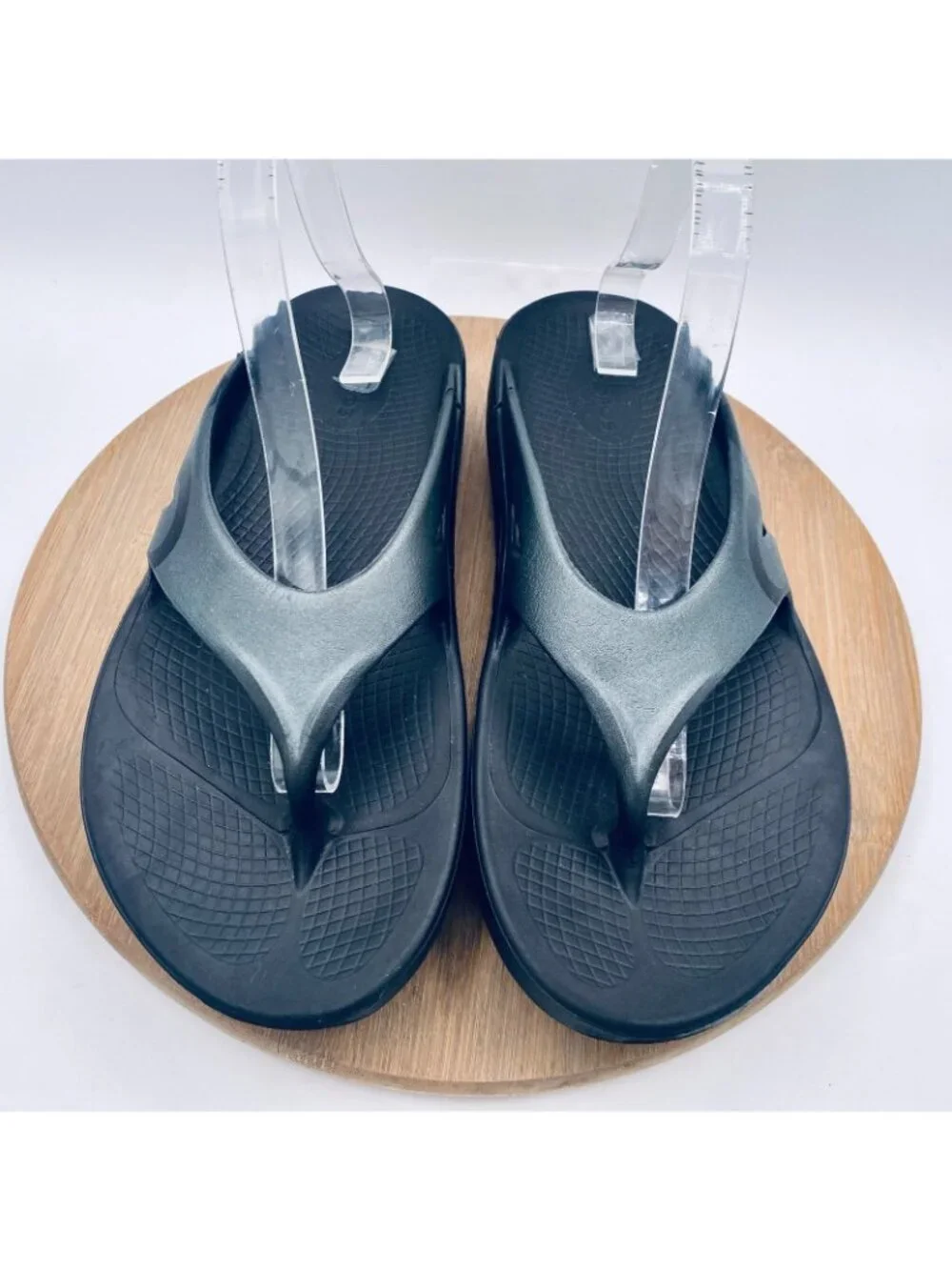 Oofos Shoes Mens 10 Gray Black Rubber OOriginal Comfort Recovery Slides